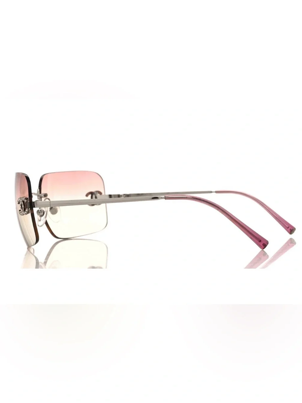CHANEL 4017-D SWAROVSKI CC LOGO PINK SUNGLASSES / Vintage Early 2000
